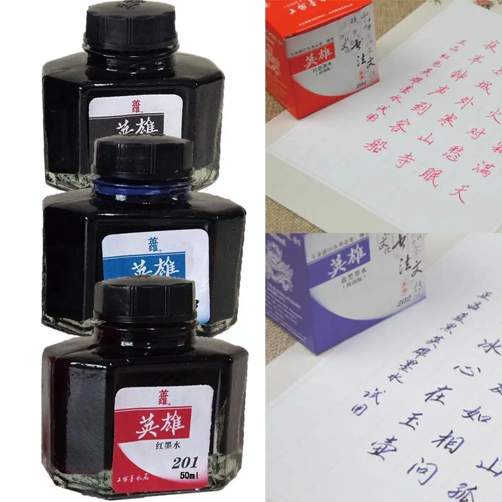 

50ml Bottled Glass Smooth Writing Fountain Pen Ink Refill Office Black Student Supplies School Blue Stationery Red N5m0