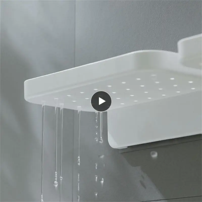 

White Hole-free Bathroom Shelf Small Bathroom Accessories For Soap Hand Sanitizer Wash Supplies Storage Storage Holder Drainable