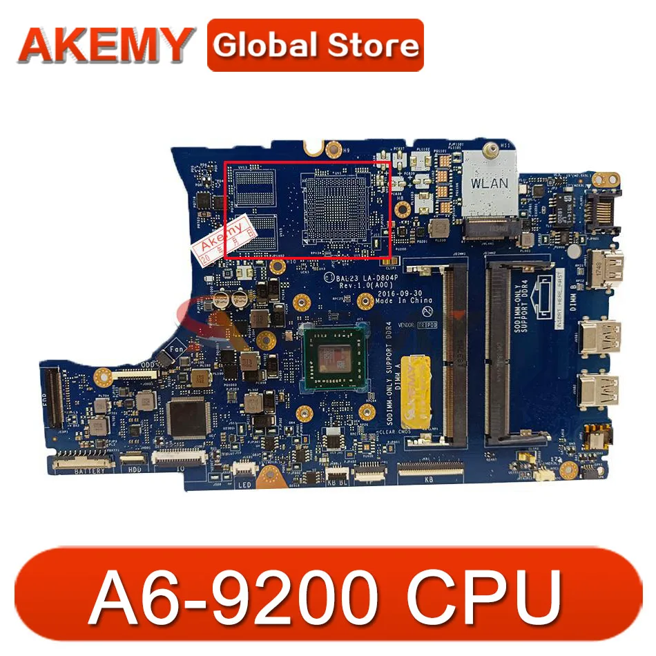 

BAL23 LA-D804P A6-9200 mainboard For DELL 5565 5765 BAL23 LA-D804P Laptop motherboard Test ok