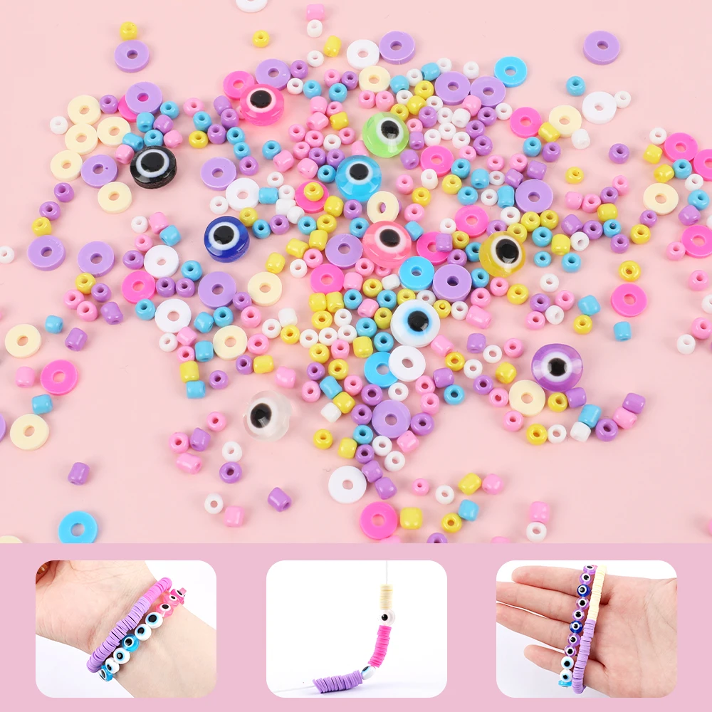 Makersland Набор браслетов из глиняных бусин комплект с дьявольским глазом для