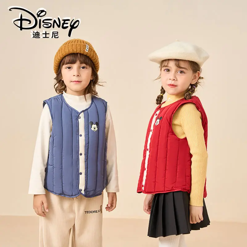 

Disney Mickey Mouse Padding Kids Fall Clothes 2023 Baby Cotton Vest Down Jackets Lightweight Anime Cute Items Childrens Autumn