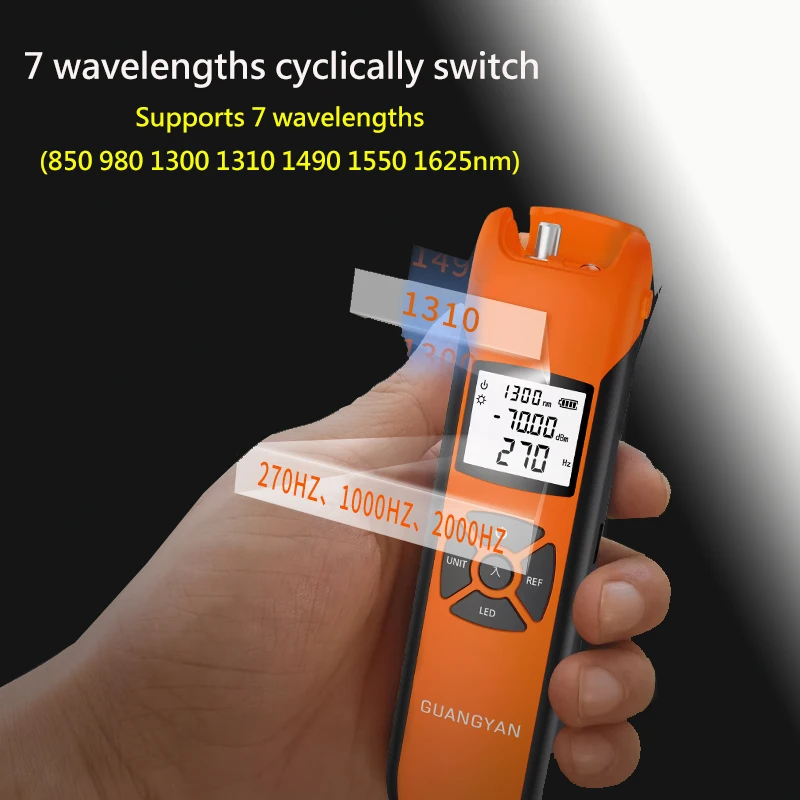 Optical Power Meter G10 High Precision Rechargeable Battery FTTH Fiber Optic Power Meter With Flash Light OPM  FC/SC/ST