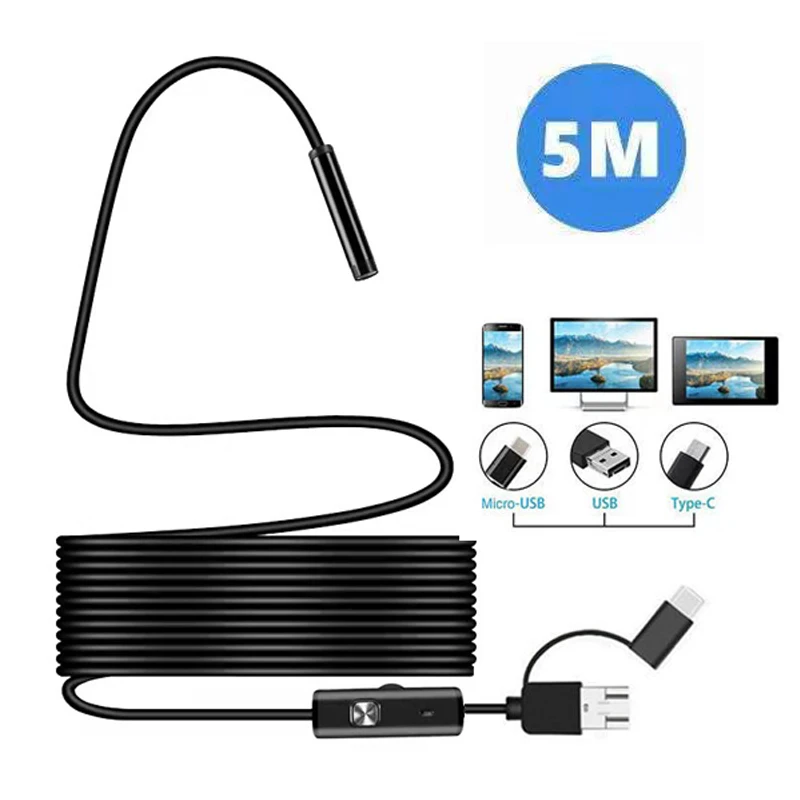 

Usb camera endoscope IP68 waterproof visual device wire connection mobile phone tablet 8LED illuminated pipe inspection camera