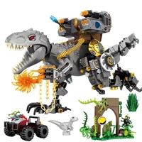 jurassic reload tyrannosaurus rex building blocks dinosaur world with figures animal park bricks montessori toys for children