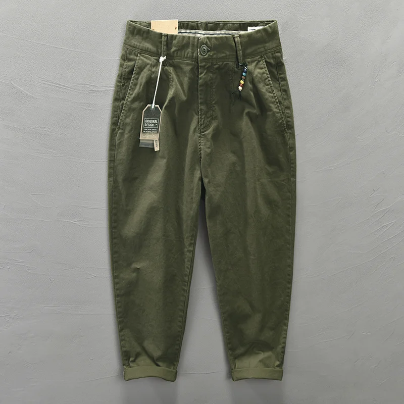 

2023 New Autumn Cotton Men Cargo Pants Korean Style Male Casual Loose Fashion Beading Design Streetwear Man Trouser