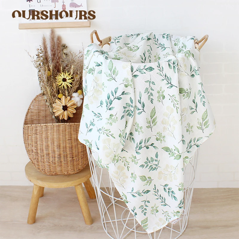 

120x120cm Muslin Printed Blanket Organic Bamboo Cotton Baby Swaddle Soft Newborn Wrap Blankets Bedding Infant Bath Towel Gauze