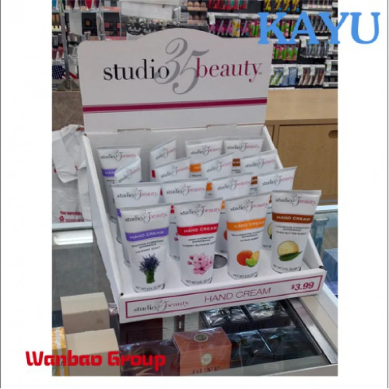 OEM China Wholesale lipstick makeup hand cream corrugated cardboard counter cosmetic display box