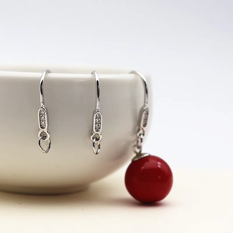 

1 Pair Solid 925 Sterling Silver Cute Earring Hook with Zircon for Jewelry Making DIY Accessories Finding Components