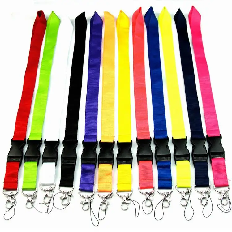 

12 Colors Plain Nylon Phone Lanyard Straps for Keys Cellphone Rope Diverse Purpose Use Detachable Buckle Lanyards No Logo