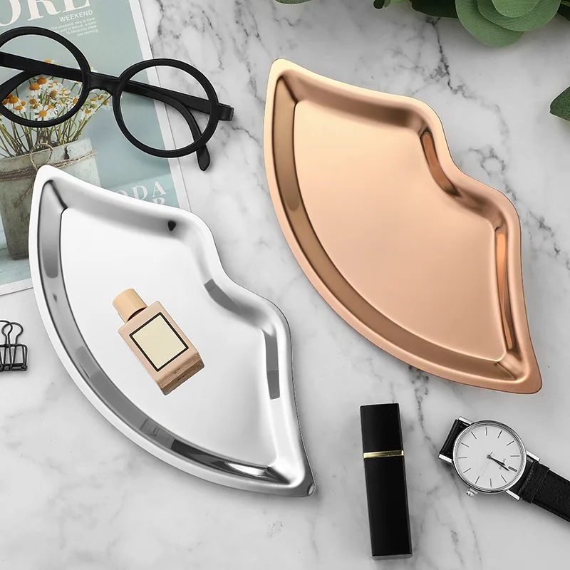 Поднос в форме губ INS роскошные тарелки из нержавеющей стали для демонстрации