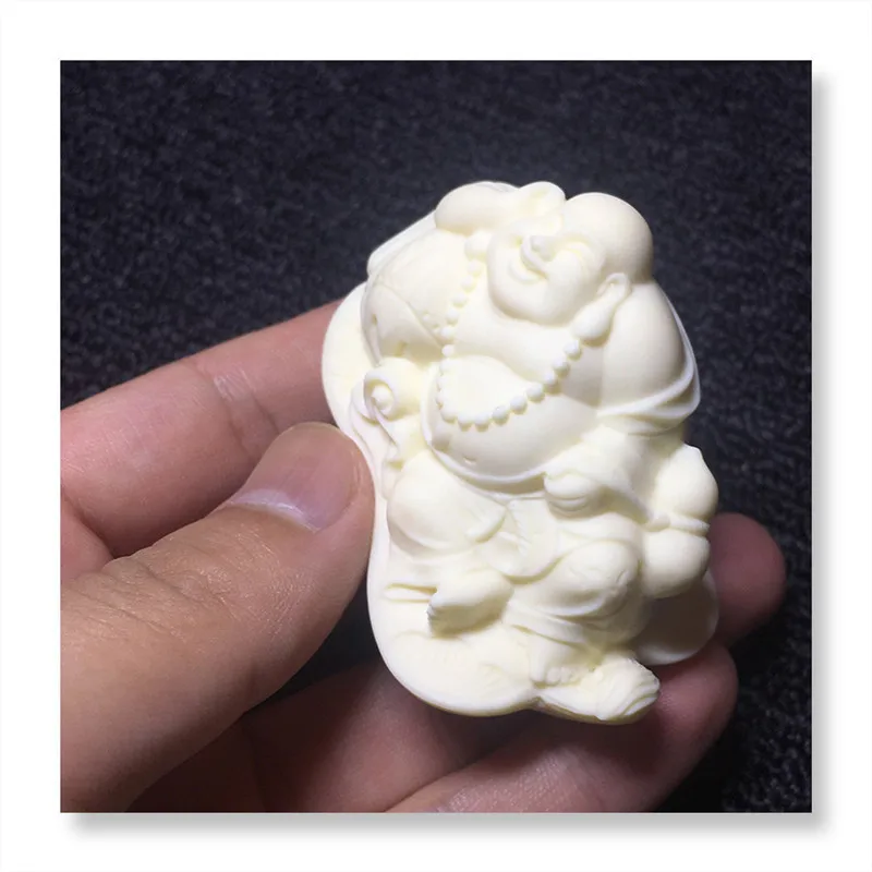 Резной орех слоновой кости спящая неторопливая статуя Будды Майтрейи 7*4 5*4 5 см