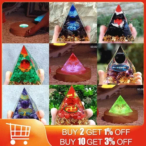 

Orgonite Pyramid Crystals Natural Stone Orgone Energy Generator Healing Reiki Chakra Meditation Ornaments Crafts Home Decor