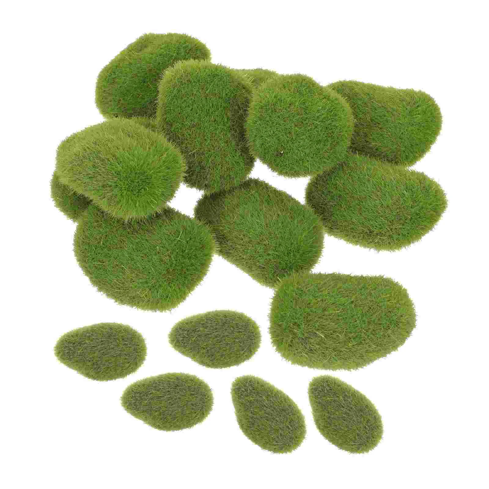 

20 Pcs Artificial Moss Stone Greenery Decor Faux Mossy Stone Decorate Gardening Fake Stone Flocking Artificial Stone Ornament