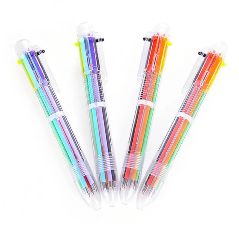 

New Arrival 1PCS Novelty Multicolor Ballpoint Pen Multifunction 6 in1 Colorful Stationery Creative School Supplies 2018 New