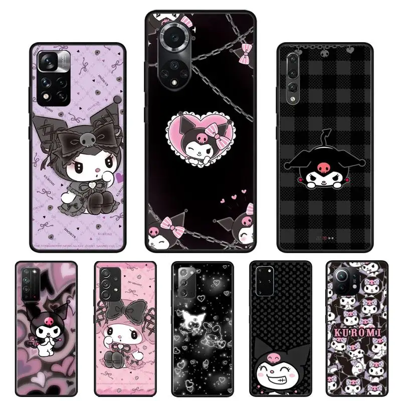 

Anime Japan-Art-Kuromi-Cute Phone Case For Huawei P30 P20 Pro P40 Mate 20 Lite P Smart Z Y5 Y6 Y7 2019 Black Soft Silicone Case