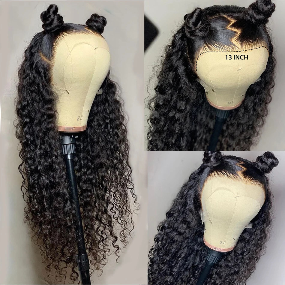 180%Density 26Inch Long Kinky Curly Synthetic Lace Front Wig For Black Women With Baby Hair High Temperatur Fiber Hair Daily Wig