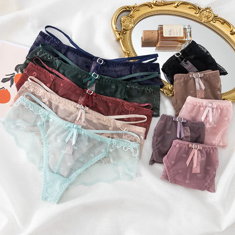

Out Diamond One Lace Comfort Size Lingerie Women's Fashion Underpants Low Hollowed Waist Sexy Underwear Panties Female Briefs
