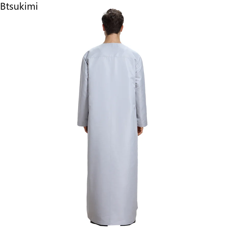 2023 Fashion Muslim Saudi Style Long Sleeve Man Abaya Islam Clothing Robe Garment Kleding Mannen Kaftan Oman Pakistan Clothing