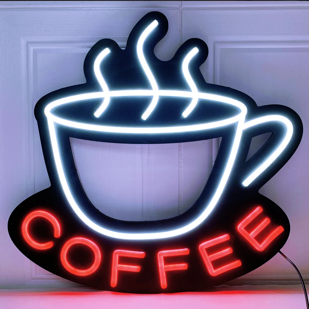 Neon Coffee Light Sign for Coffee Bar Ice Cream Beer Wine Bottle Store Shop Window Decoration 54 x 52 cm Ultra Bright Signage