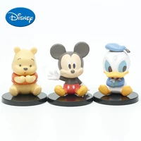 3pcsset disney mickey mouse donald duck cartoon pooh bear action figures toy room ornament cake decoration dolls for kids gifts
