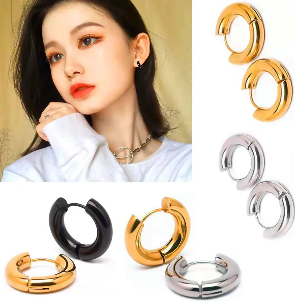 Guemcal 1 пара простые серьги из титановой стали 5 0 толстая нить нержавеющей большая