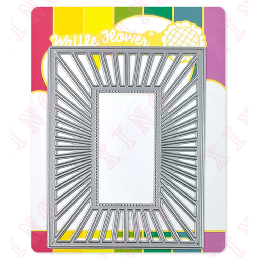 

New Radiating Rectangle Frame Metal Cutting Dies Scrapbook Paper Decoration Embossing Template Diy Gift Card Handmade Craft Mold
