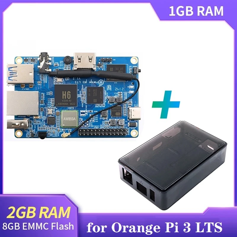  Orange Pi 3 LTS + ABS Black  Allwinner H6 Quad-Core 2  + 8  EMMC Flash HD + WIFI + BT5.0      