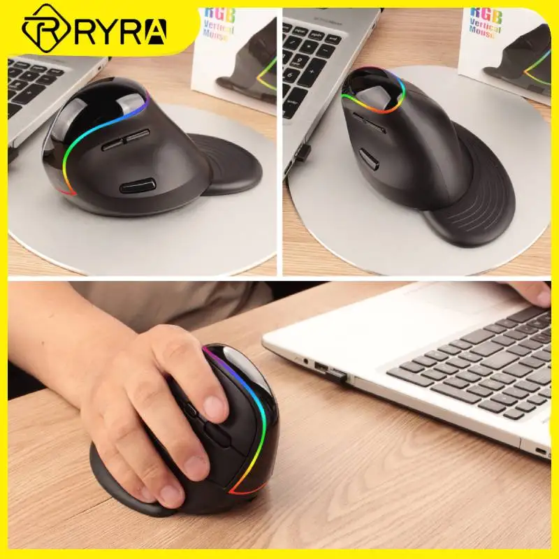

RYRA 2.4GHZ 2400DPI Wireless Mouse Vertical Charging Mouse For PC Laptop Ergonomic Office Mouse With RGB Light 4-Gear Mice New