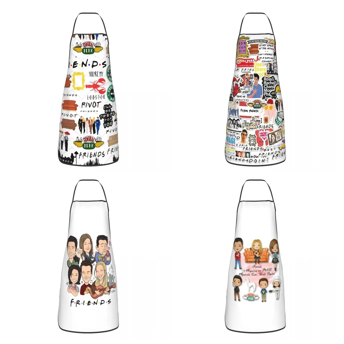 

Vintage Friends Symbol Collage Apron Women Men Unisex Bib TV Show Kitchen Cooking Tablier Cuisine Chef Baking