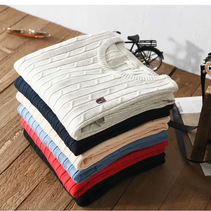 Мужские свитера из 100% хлопка на осень и зиму пуловеры в английском стиле с