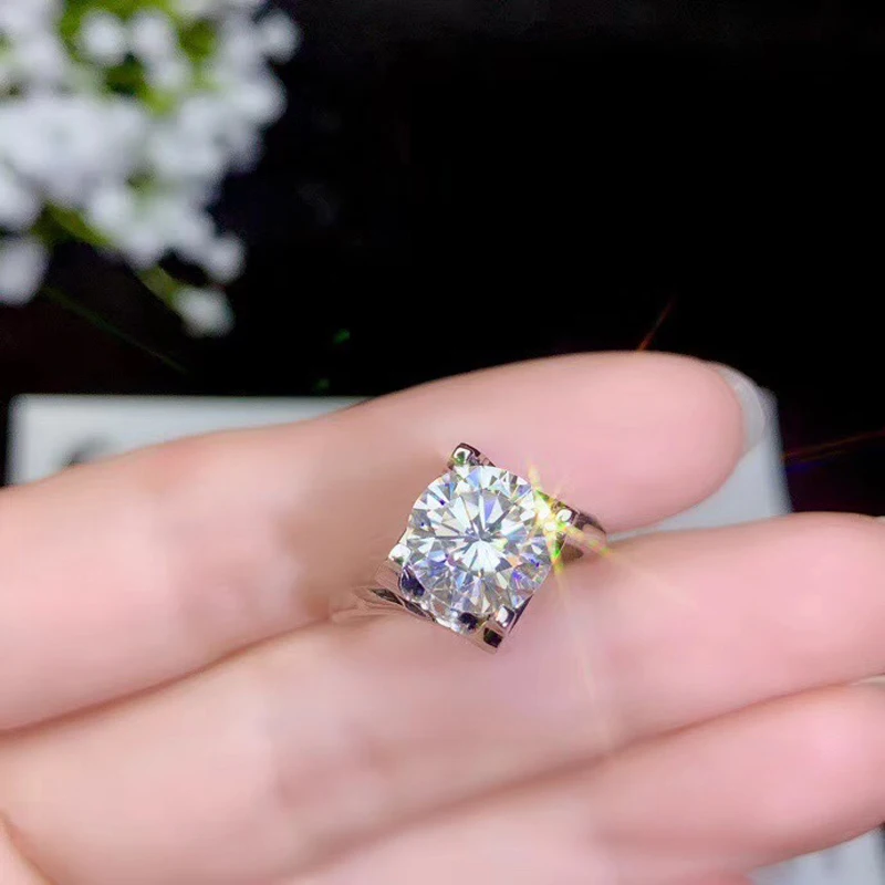 

MeiBaPJ 1/2/3 карат муассанит модное кольцо с бриллиантами с четырьмя крапанами VVS1 серебро 925 пробы тонкие свадебные украшения для женщин