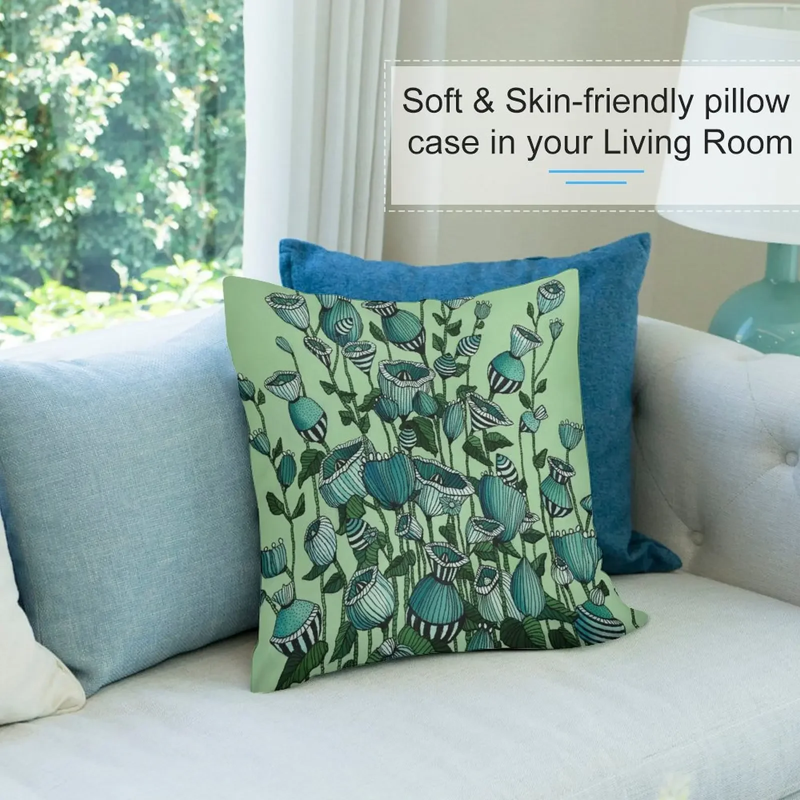Seafoam зеленый цветок иллюстрация декоративная подушка диванные подушки Декор