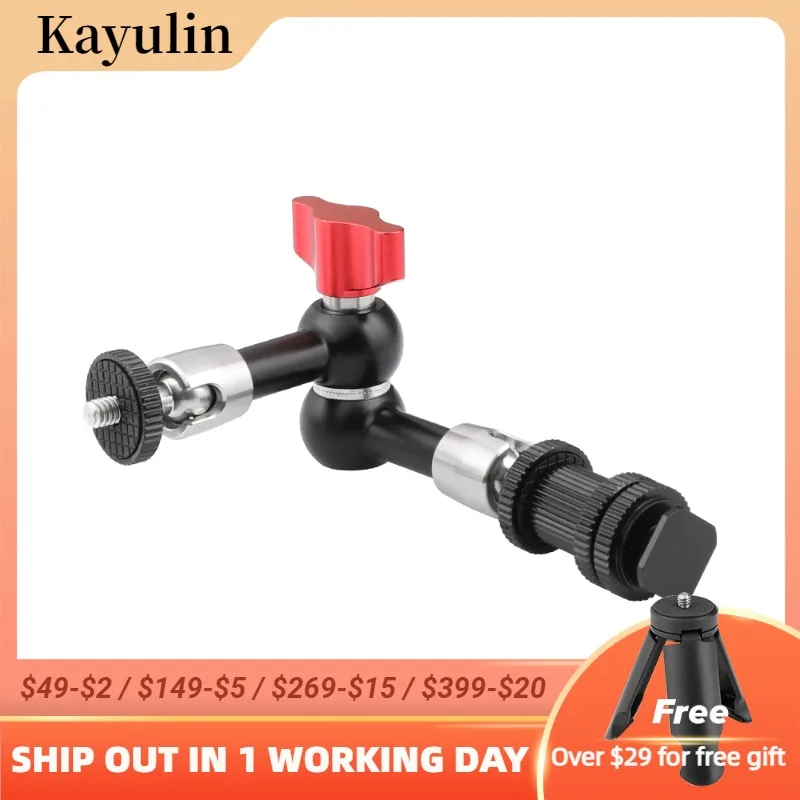 

Kayulin 7 inch Articulating Magic Arm With stainless steel 1/4 inch screw ball head and Cold hot shoe mount adapter Fr Universal