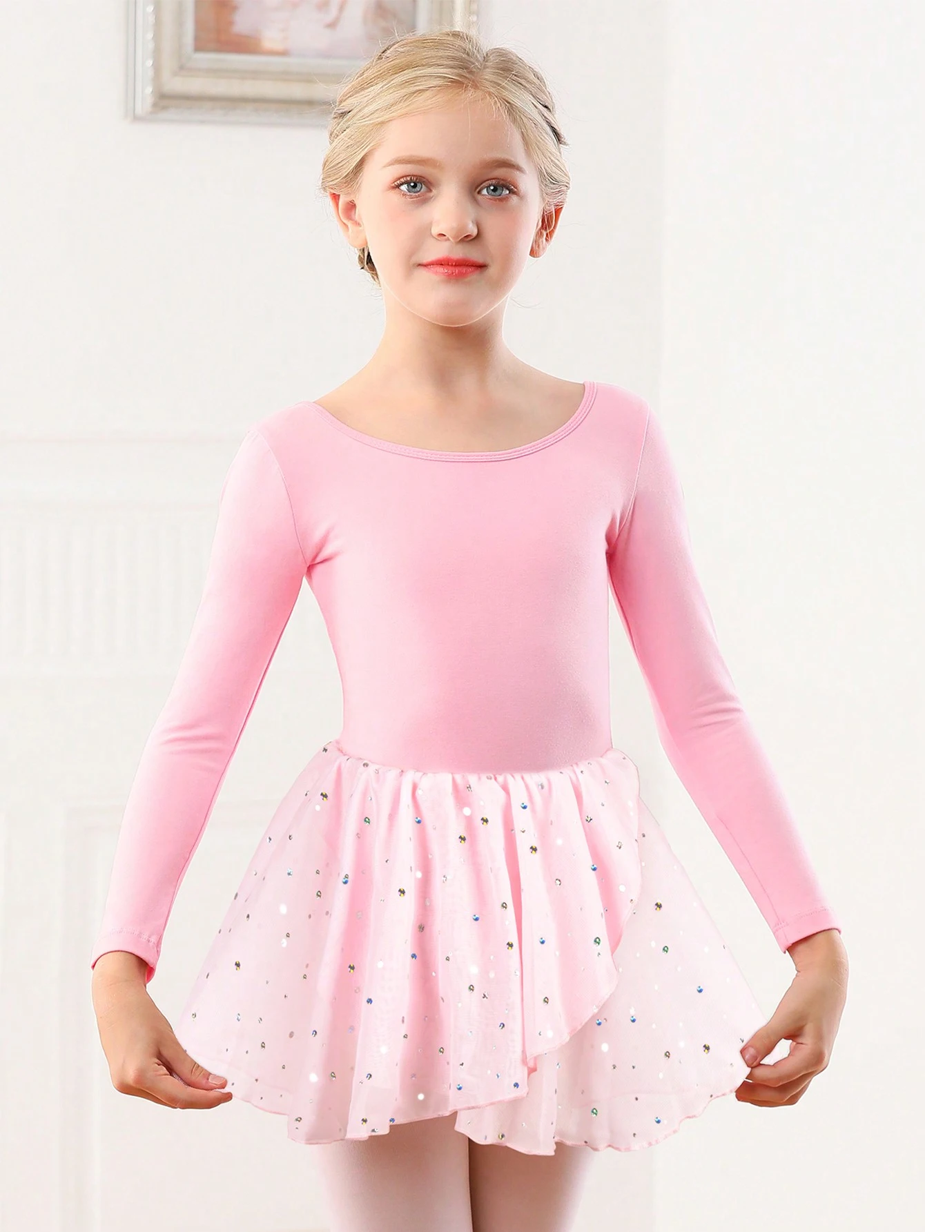 Балетное трико с длинным рукавом для девочек танцевальные платья перекрестной