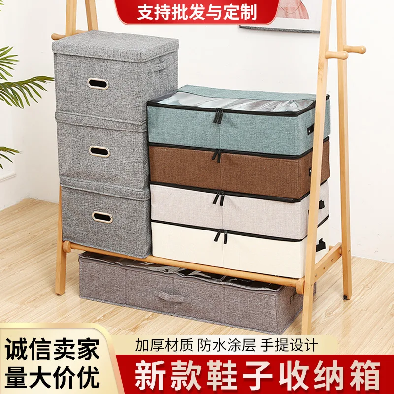 

Тканевый Складной Обувной Ящик в сборе, хранение обуви для дома, нижняя одежда кровати, обувь, пыленепроницаемый и влагостойкий Stora