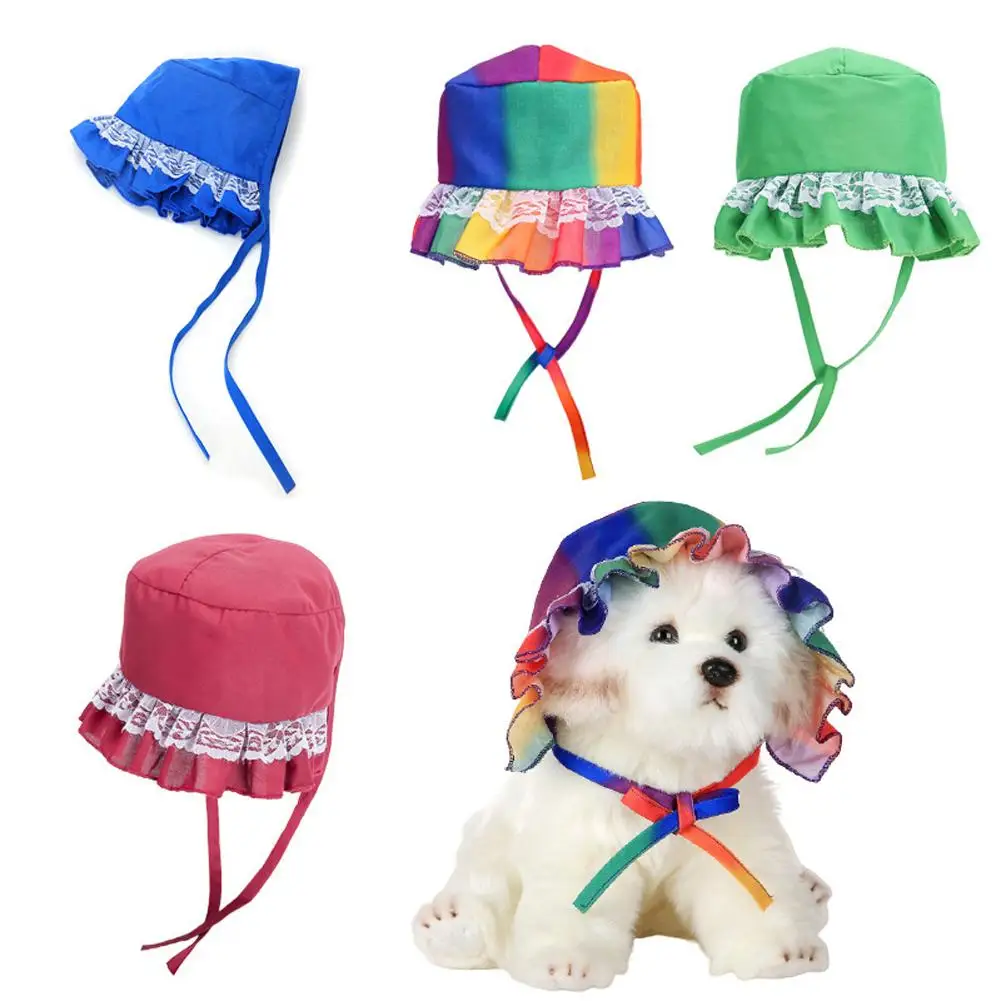 

1PC Dog Hat Cute Lace Headgear Sun Visor Fashion Summer Uv Protection Hat Adjustable Outdoor Dogs Cap Sunhat Drop Shipping