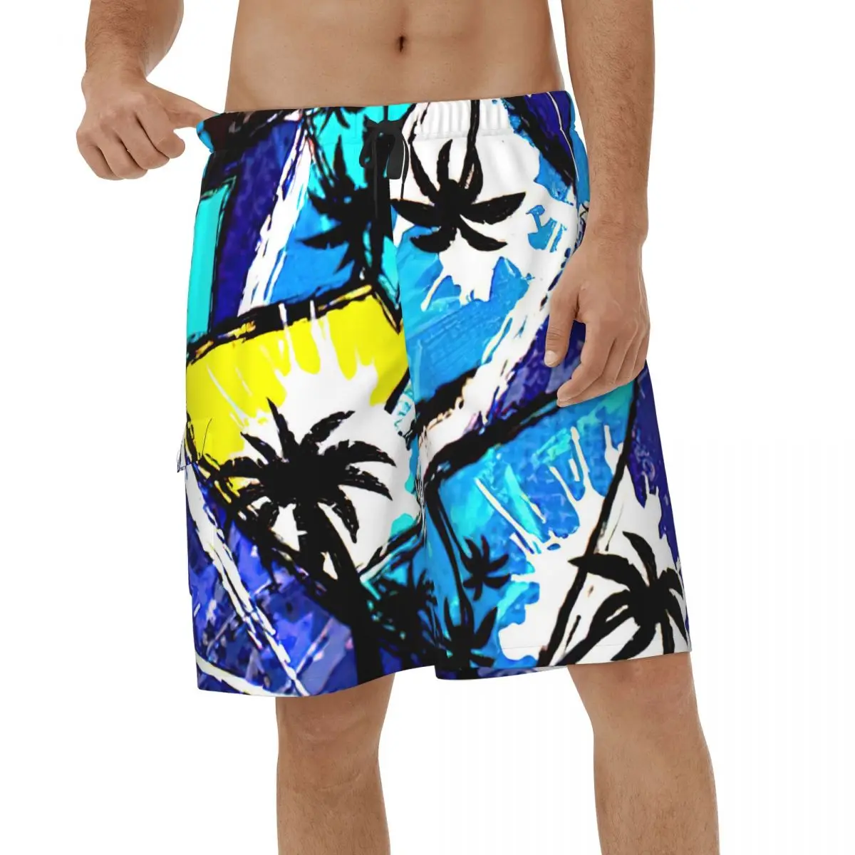 

Abstract Chaotic Pattern Shorts Quick Dry Men's Swimming Shorts Urban Geometric Casual Men Swim Trunks