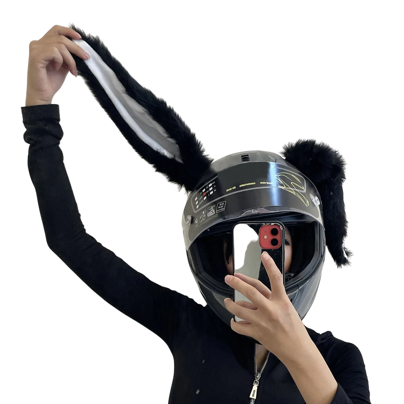 

Headgear Decoration Ears Personality Cute Ears And Tail Headgear Accessories Full Face Summer Men Racing Motorcycle Headgear