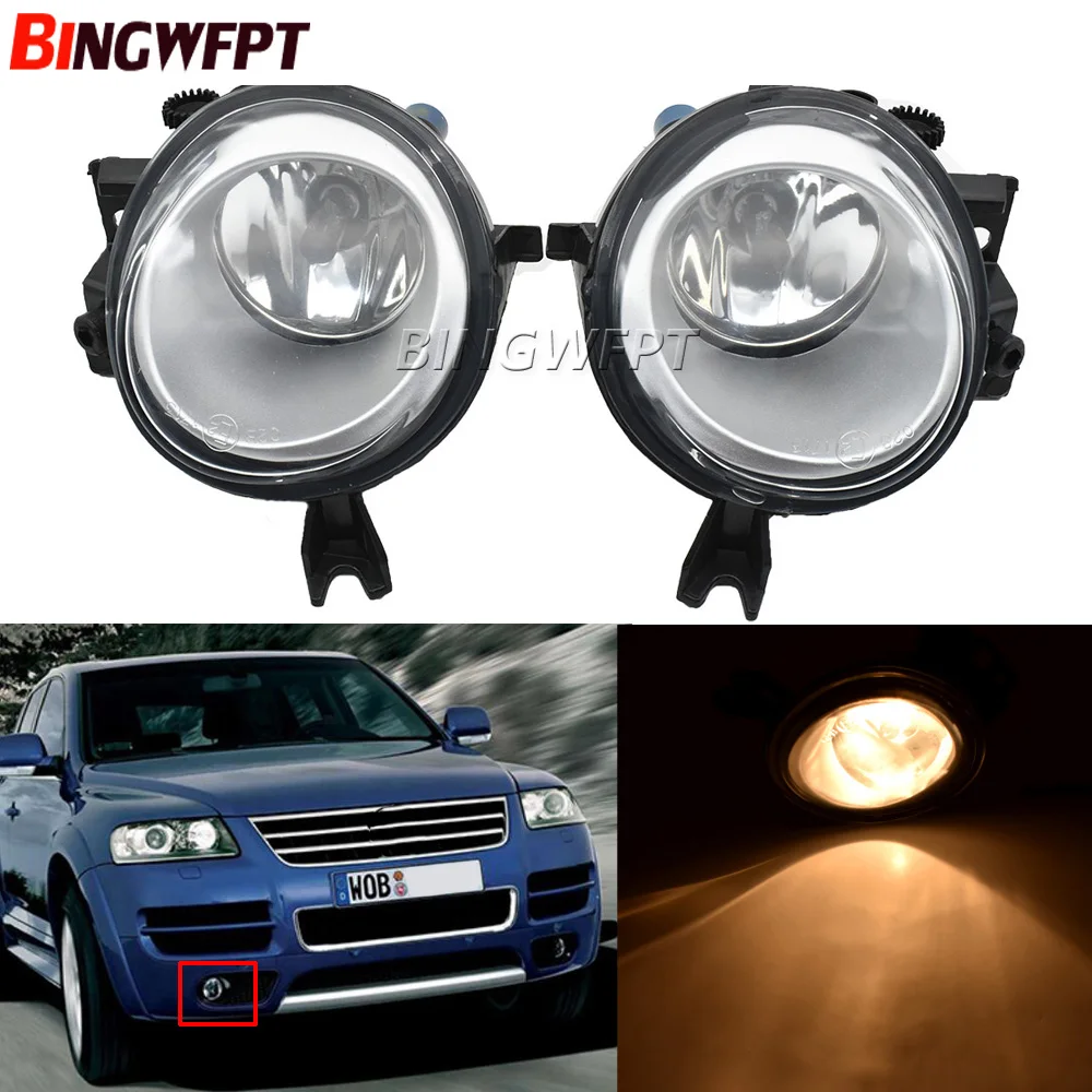 

2pcs Fog Light For VW Touareg 2002 2003 2004 2005 2006 2007 2008 2009 2010 Car Front Halogen Fog Lamp with Bulbs