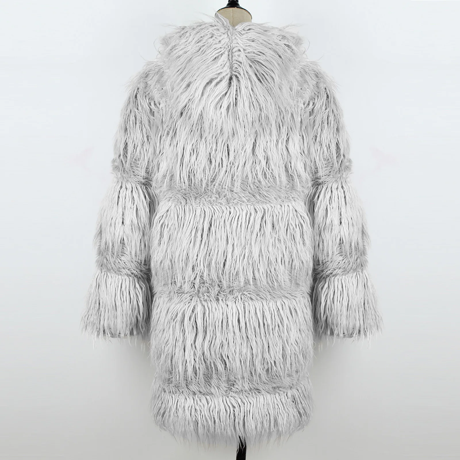 Women Winter Coat Long Sleeve Jackets Fur-grass Fur Woman Jacket mujer Outerwear Elegant Thick Autumn Outerwear fur tassel top