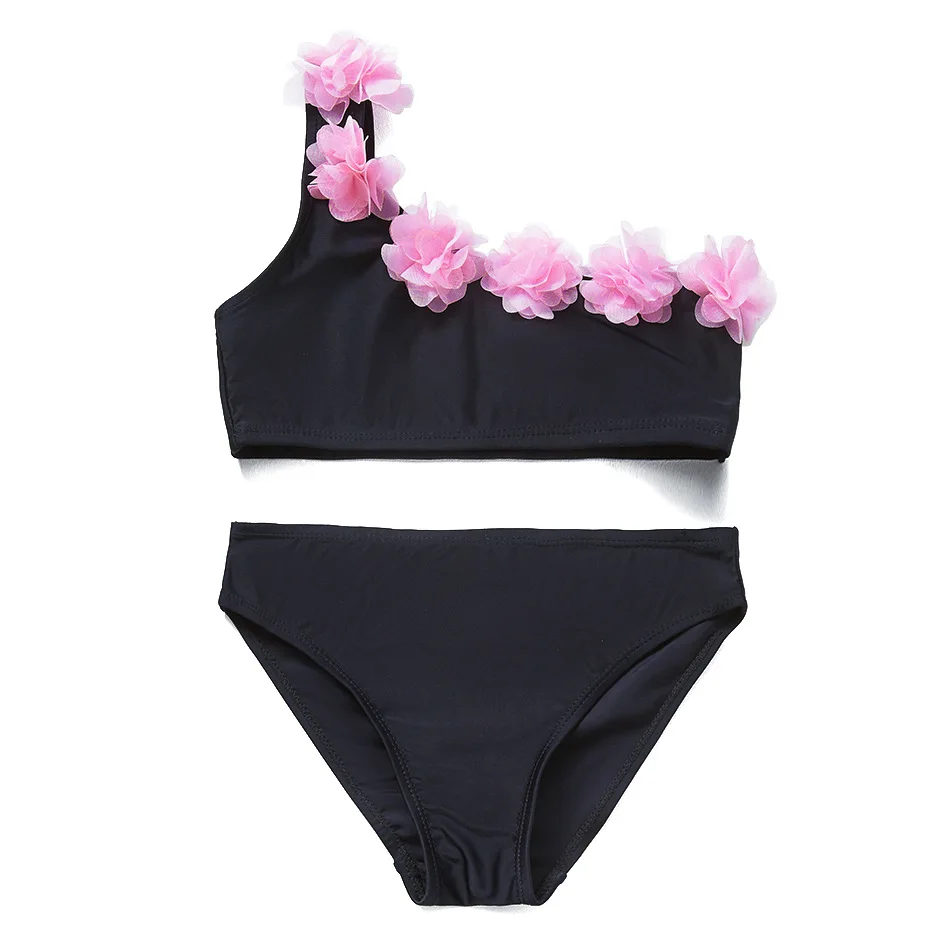 

Children's Swimsuit Diagonal Shoulder Lace Flower Girl Bikini Children's Swimsuit Girl Split Swimsuit Suit Beach Party Wear