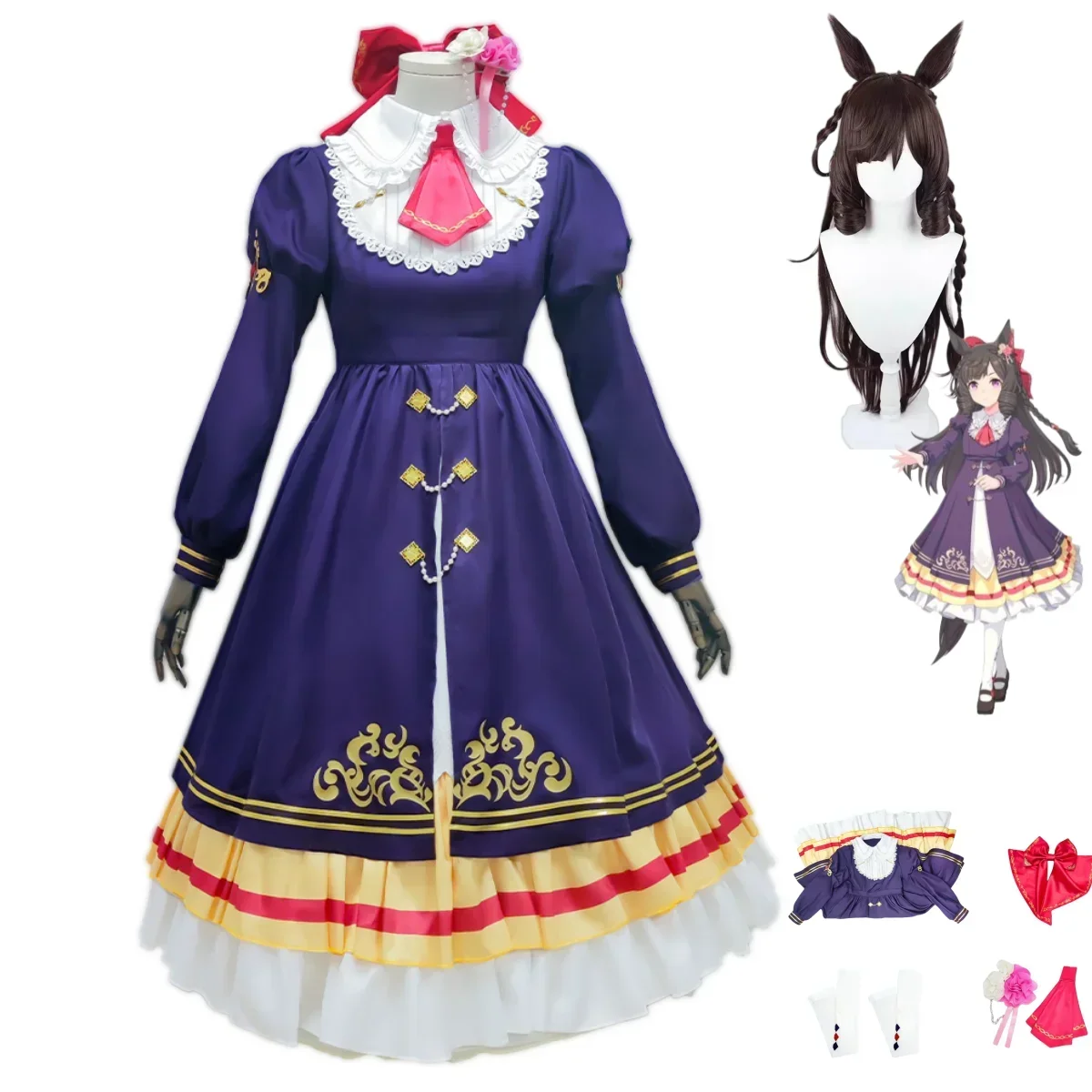 Игра Umamusume: Pretty Derby Daiichi Ruby косплей костюм парик вечернее платье принцесса юбка