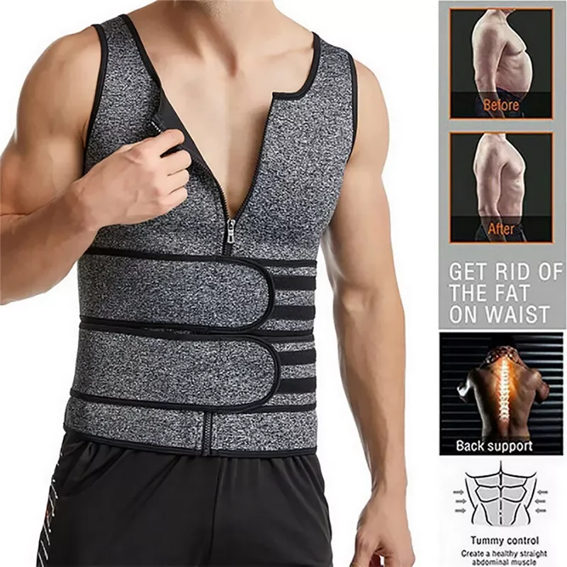 Body Shaper Sauna Vest Waist Trainer Double Belt Sweat Shirt Corset Top Abdomen Slimming Shapewear Fat Burn Fitness Top