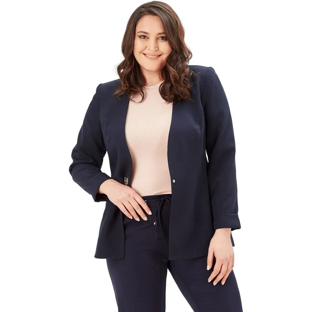 

Куртка Dorlie Fierte NVR10015 Женская большого размера, Спортивная без воротника, на одной пуговице, с внутренней подкладкой, с длинным рукавом, вербл...