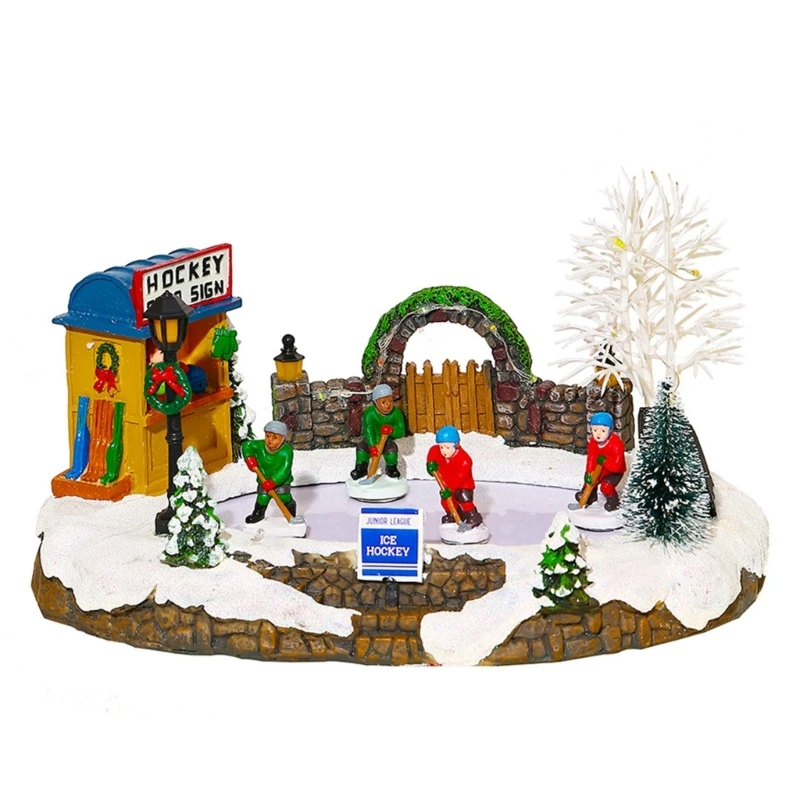 

Light up Christmas Village House Skating Kids Decoration House Ornament