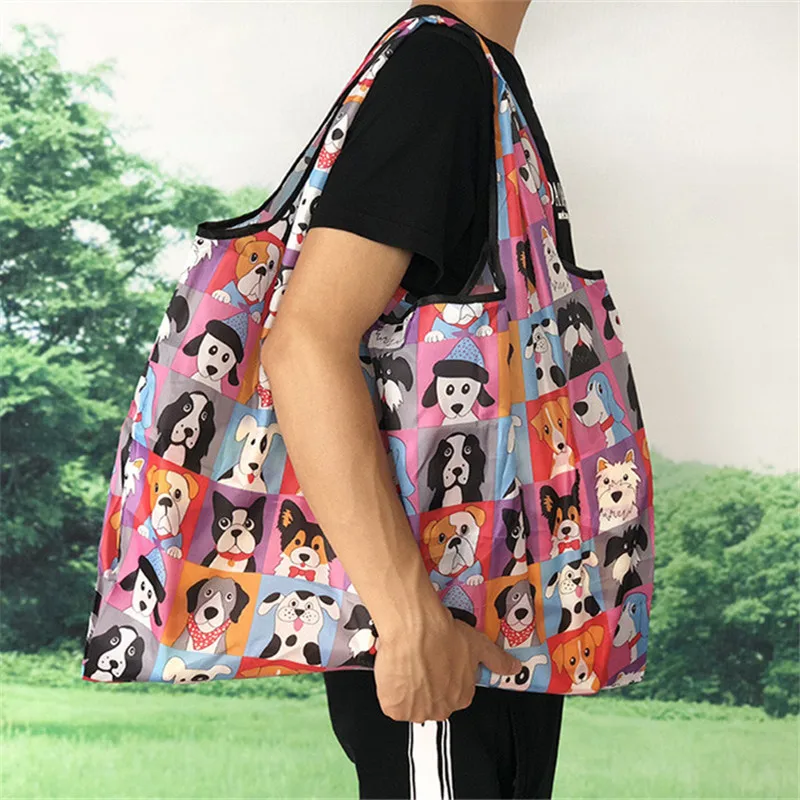 

Большая Сумка-тоут, экологически чистые многоразовые женские сумки через плечо из полиэстера, складная сумка для покупок, женская сумка