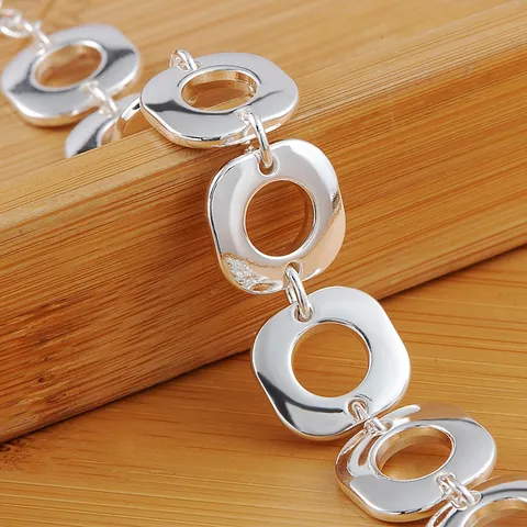 Женский браслет из серебра 925 пробы, с квадратными вставками