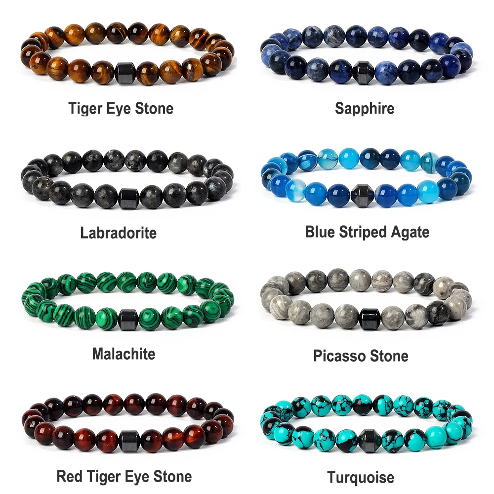 

Cylinder & Cone Hematite Beads Bracelets Men Fashion Nature Tiger Eyes Stone Bracelets Homme Yoga Energy Bangle Energy Jewelry