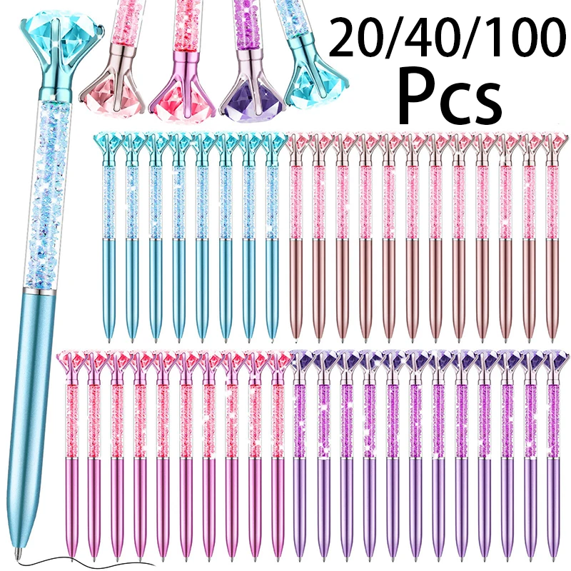 20/40/100 шт. ручки с большими кристаллами и бриллиантами блестящая шариковая ручка