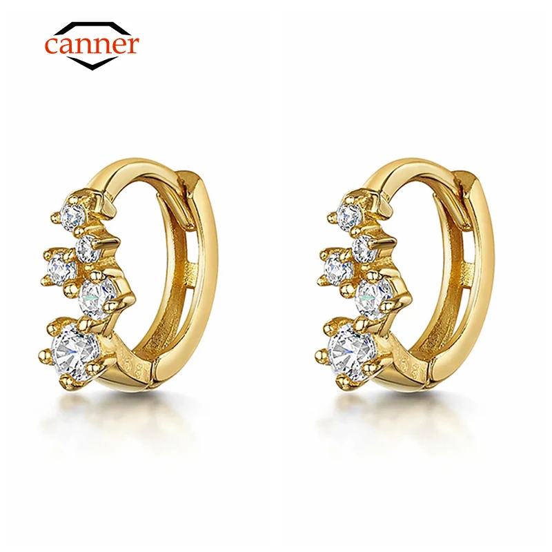 

CANNER 2pcs Charm Zircon Small Piercing Cartilage Hoop Earrings For Women 925 Sterling Silver Fine Jewelry Accessories Pendiente